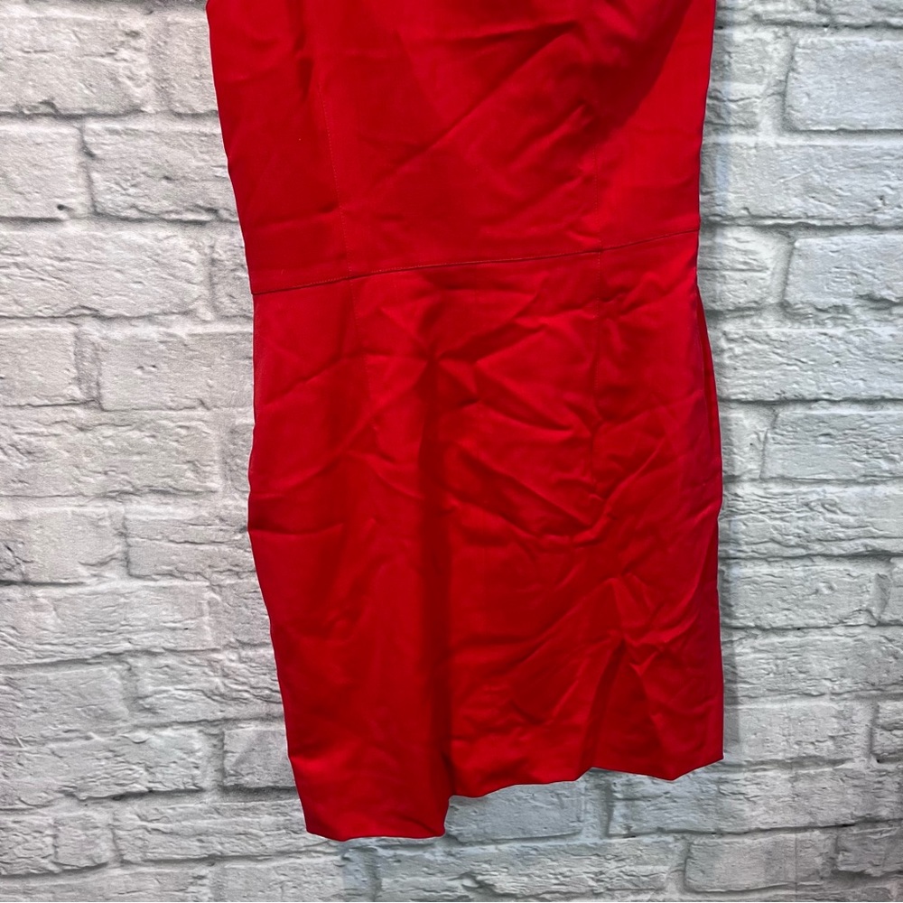 Valentino Techno Couture SZ 10 Red One Shoulder Flower Detail Knee Length Dress - Picture 9 of 14